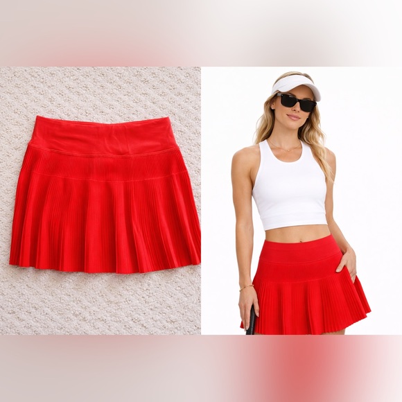 lululemon athletica Dresses & Skirts - Lululemon Bright Red Pleated Tennis Skirt Built-In Shorts Size 4 NWOT